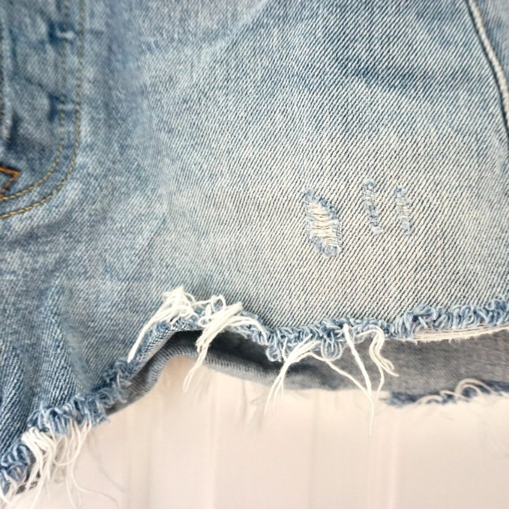 GRLFRND Light Wash Distressed Denim Jean Shorts - Picture 4 of 11